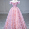 3D Off-Shoulder Light Pink Ball Gown – Prom & Evening Dress