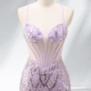 Pink Purple Sequin Spaghetti Strap Prom Dress