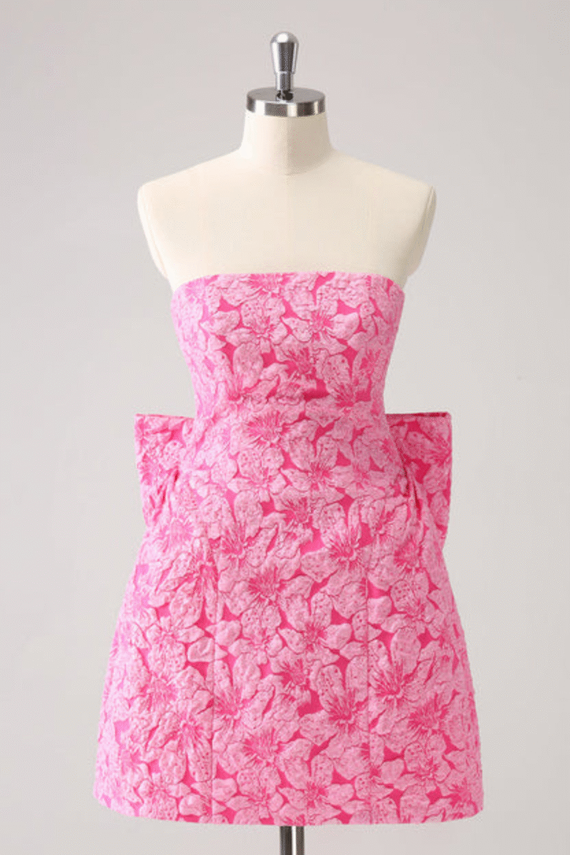 Pink Strapless A-Line Short Homecoming Dress with Bow