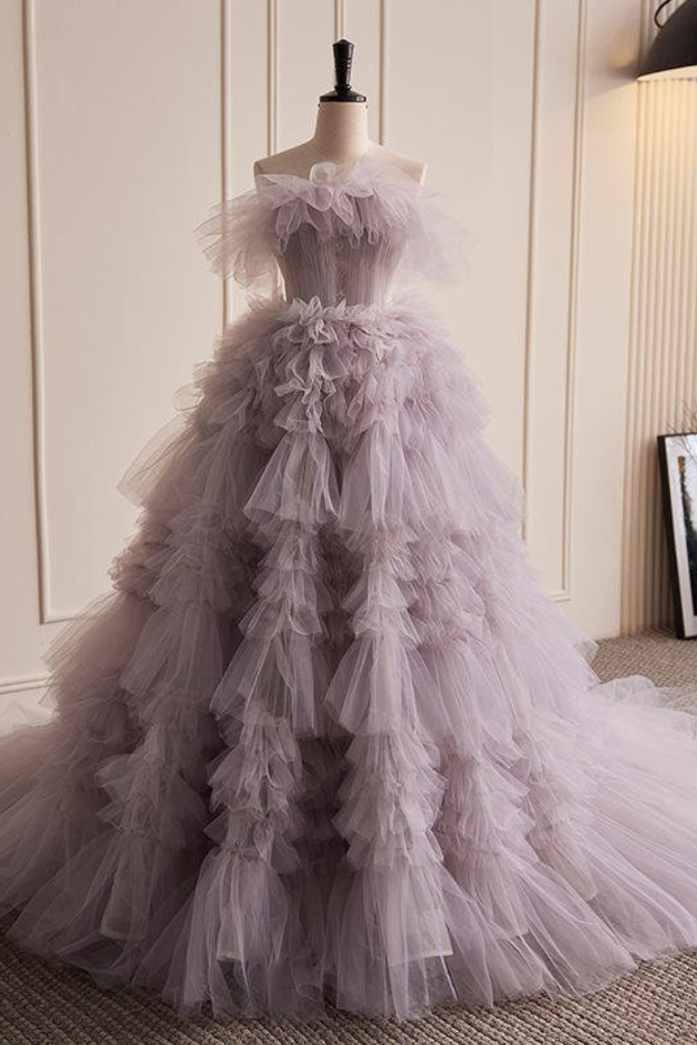 Purple Fairytale Ruffle Tulle Ball Gown Dress