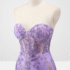 Purple Strapless Mermaid Prom Dress with Elegant Appliques