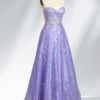 Sparkly Lavender Sequin Strapless Long Prom Dress