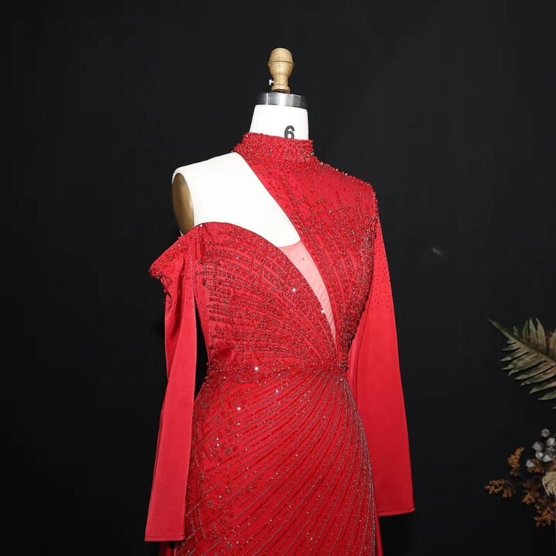 Luxury Green One-Shoulder Mermaid Evening Dress with Overskirt