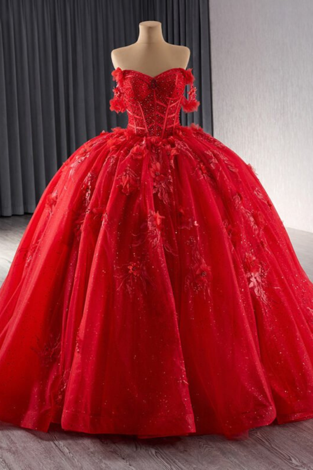 Red Off-the-Shoulder Quinceanera Dress