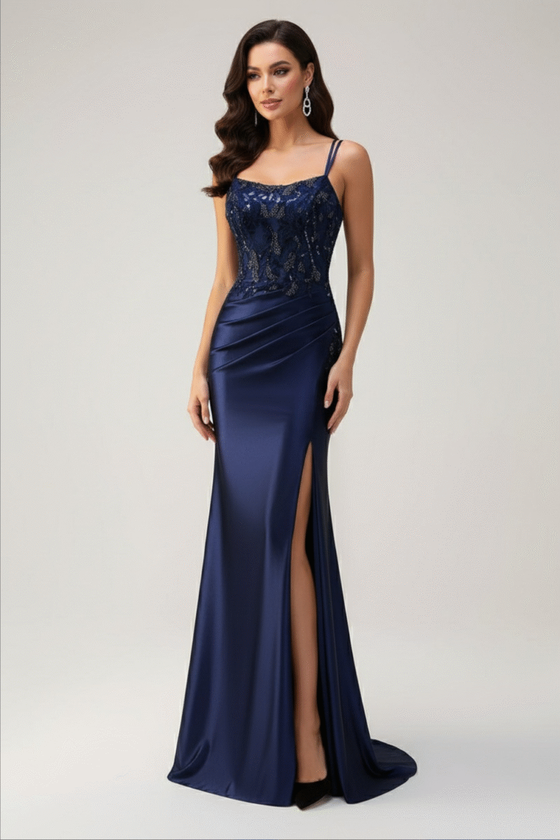 Royal Blue Spaghetti Strap Mermaid Prom Dress
