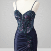 Navy Blue Mermaid Sequin Prom Dress with Slit