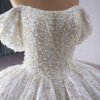 White Pearl-Embellished Empire Waist Bridal Wedding Gown