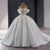 White Pearl-Embellished Empire Waist Bridal Wedding Gown
