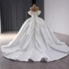 White Pearl-Embellished Empire Waist Bridal Wedding Gown
