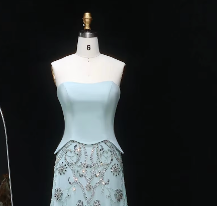 Gray Green Luxury Evening Dress for Women