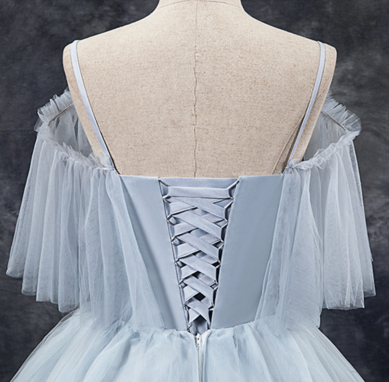 Fairy Grey Evening Dress – Spaghetti Strap Long Ball Gown