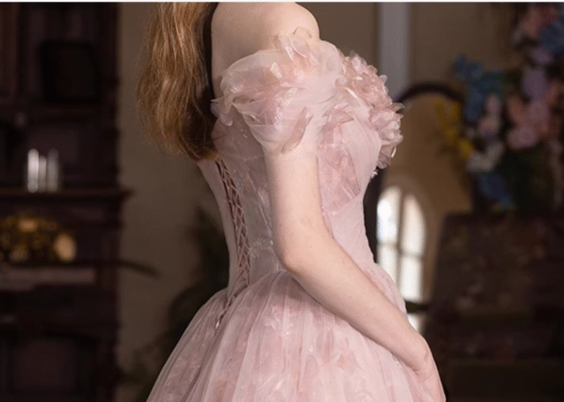 Chic Blushing Pink Applique A-Line Prom Dress – Elegant Evening Gown