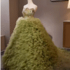 Luxury Green Embroidered Ruffles Ball Gown Dress