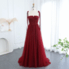 Elegant Beaded Wine Red Luxury Prom Dress