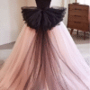 Black & Pink Tulle Bow Ball Gown Dress
