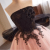 Black & Pink Tulle Bow Ball Gown Dress