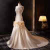 Elegant Champagne Satin Wedding Dress