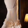 Elegant Champagne Satin Wedding Dress