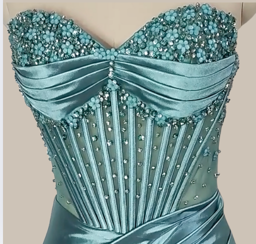 Blue Sequin Mermaid Prom Dress – Spaghetti Strap Glamorous Evening Gown