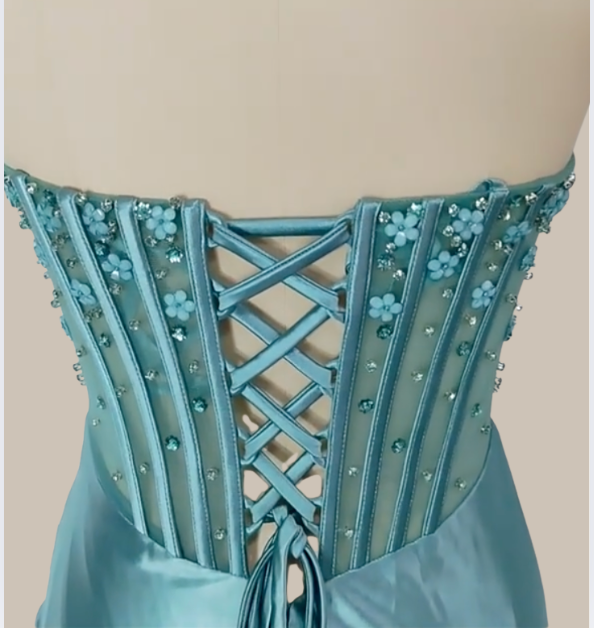 Blue Sequin Mermaid Prom Dress – Spaghetti Strap Glamorous Evening Gown