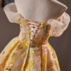 Yellow Floral Sequin Short Homecoming Dress