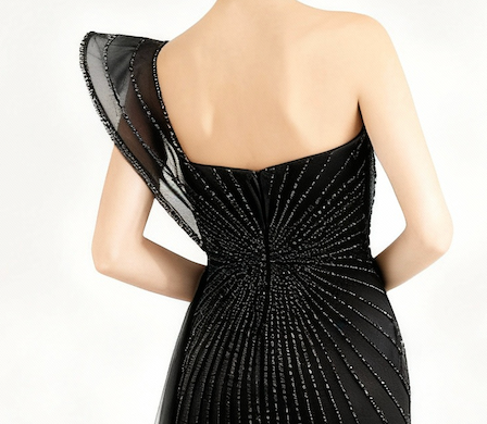 Black One-Shoulder Sequin Long Prom Dress