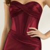 Burgundy Strapless Ruched Satin Mermaid Gown