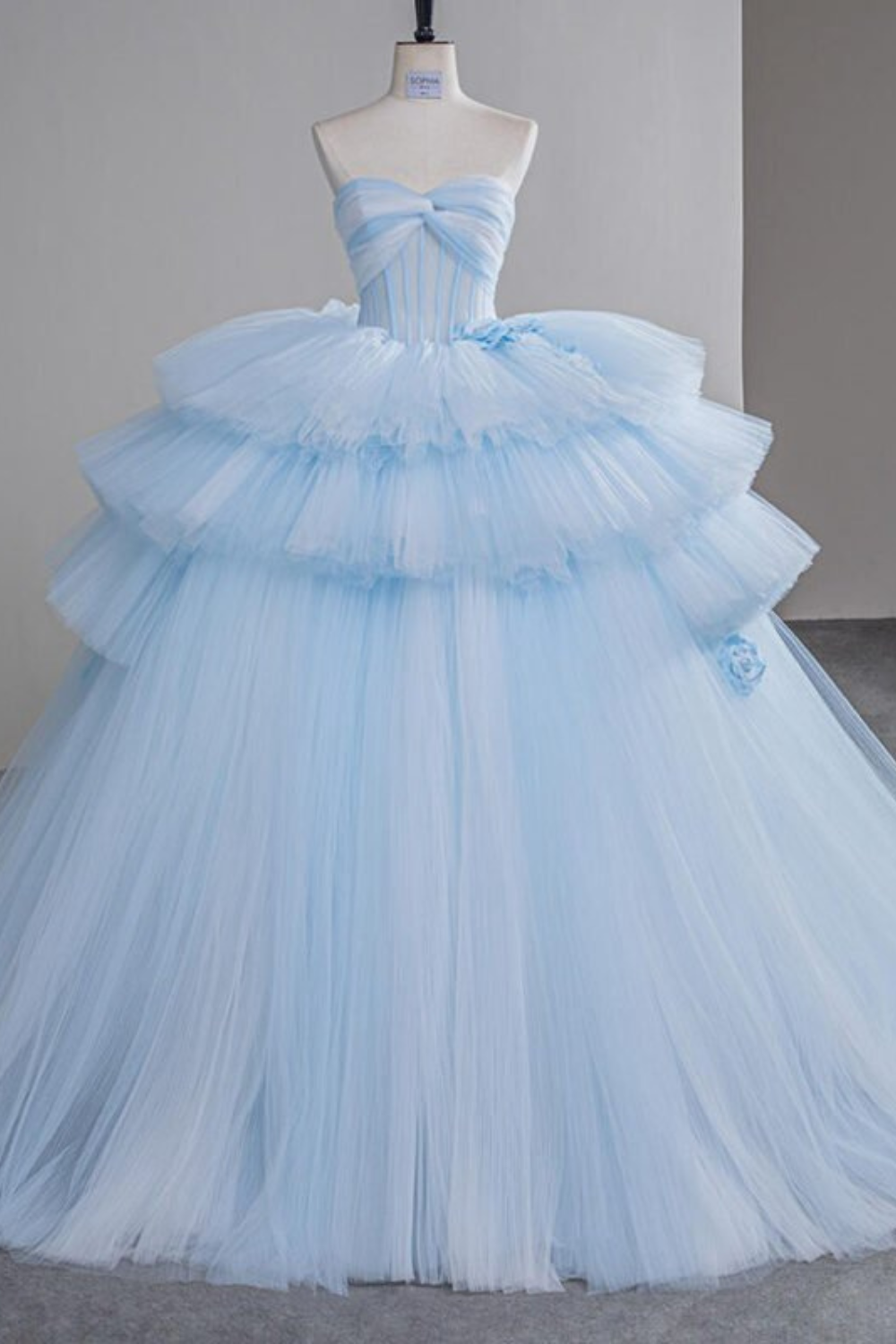 Sky Blue Puffy Quinceanera Sweetheart Dress – A-Line Ball Gown