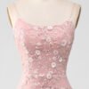 Pink Sequin Mermaid Spaghetti Strap Prom Dress