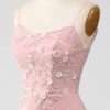 Pink Sequin Mermaid Spaghetti Strap Prom Dress
