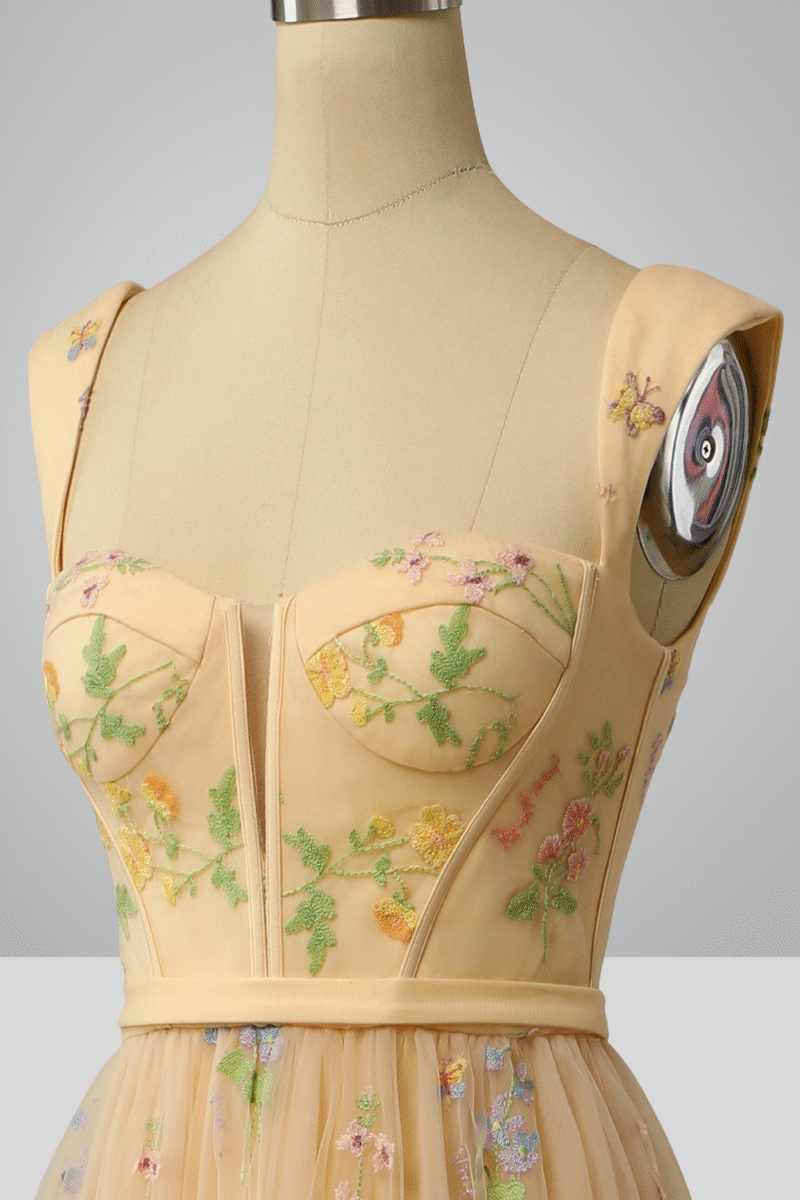 A-Line Sweetheart Black Dress with Embroidery