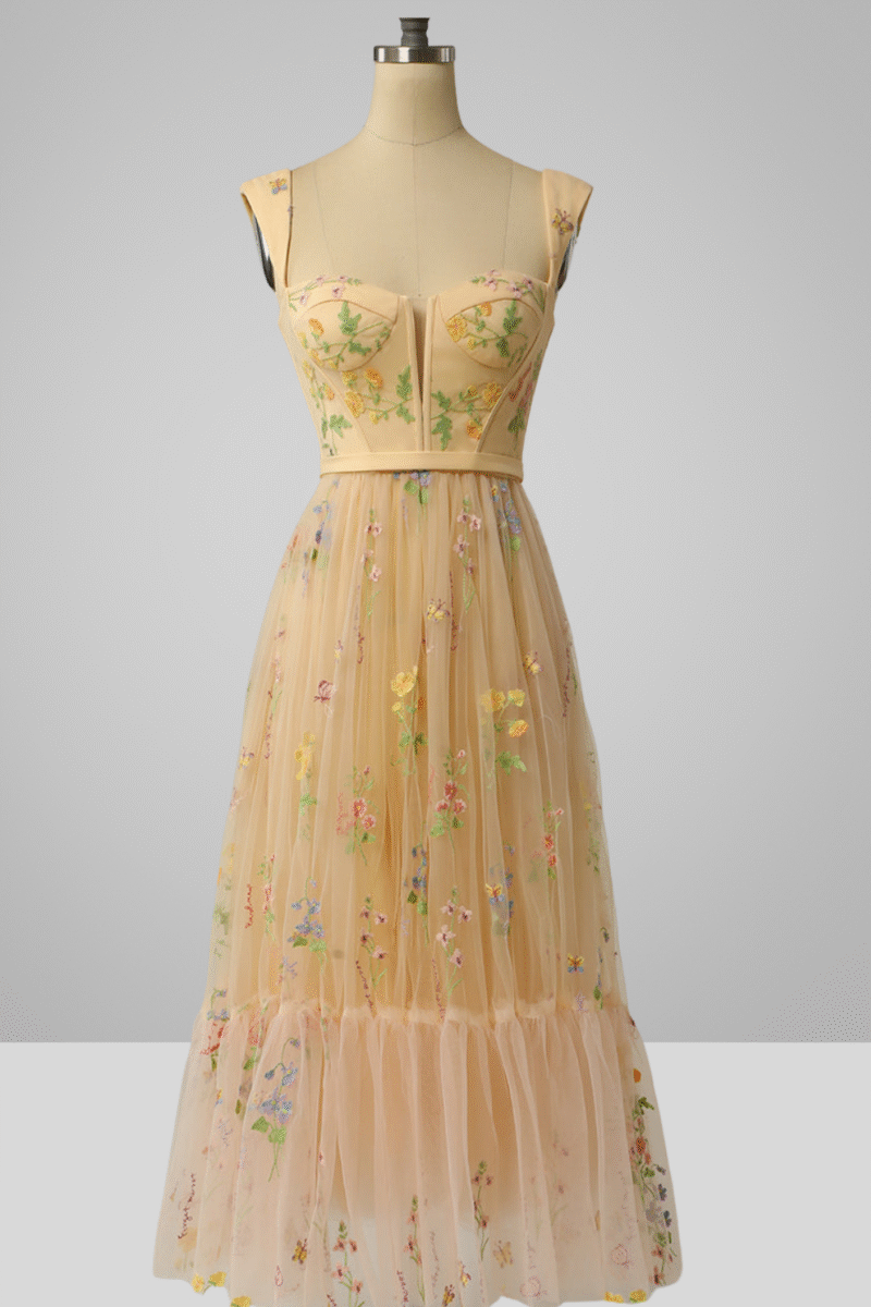 A-Line Sweetheart Black Dress with Embroidery