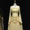 Luxury Pearls Tassel Yellow Evening Dress
