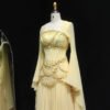 Luxury Pearls Tassel Yellow Evening Dress