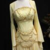 Luxury Pearls Tassel Yellow Evening Dress