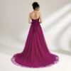 Hot Pink Strapless Tulle Prom Gown with Sequins