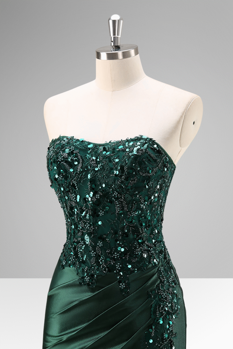 Green Mermaid Sequin Prom Dress with Beading