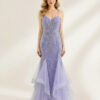 Lavender Sequin Spaghetti Strap Mermaid Prom Gown