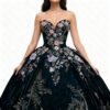 Moonlight 3D Hand-Beaded Strapless Quinceanera Gown – Luxury Sparkly Ball Gown