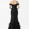 Luxury Black Sequin Feather Long Prom Dress