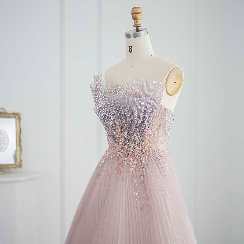 Luxury Pink Petals Long Sequin Evening Prom Dress – Elegant Sparkly Formal Gown