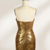 Elegant Gold Strapless Mermaid Evening Dress with Slit
