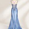 Elegant Blue Sequin Prom Dress with Slit