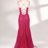 Elegant Pink Sequin Beaded Prom Dress