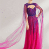 Pink & Purple Beaded Mermaid Long Prom Dress