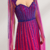 Pink & Purple Beaded Mermaid Long Prom Dress