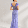Elegant Purple Beaded Mermaid Long Prom Dress
