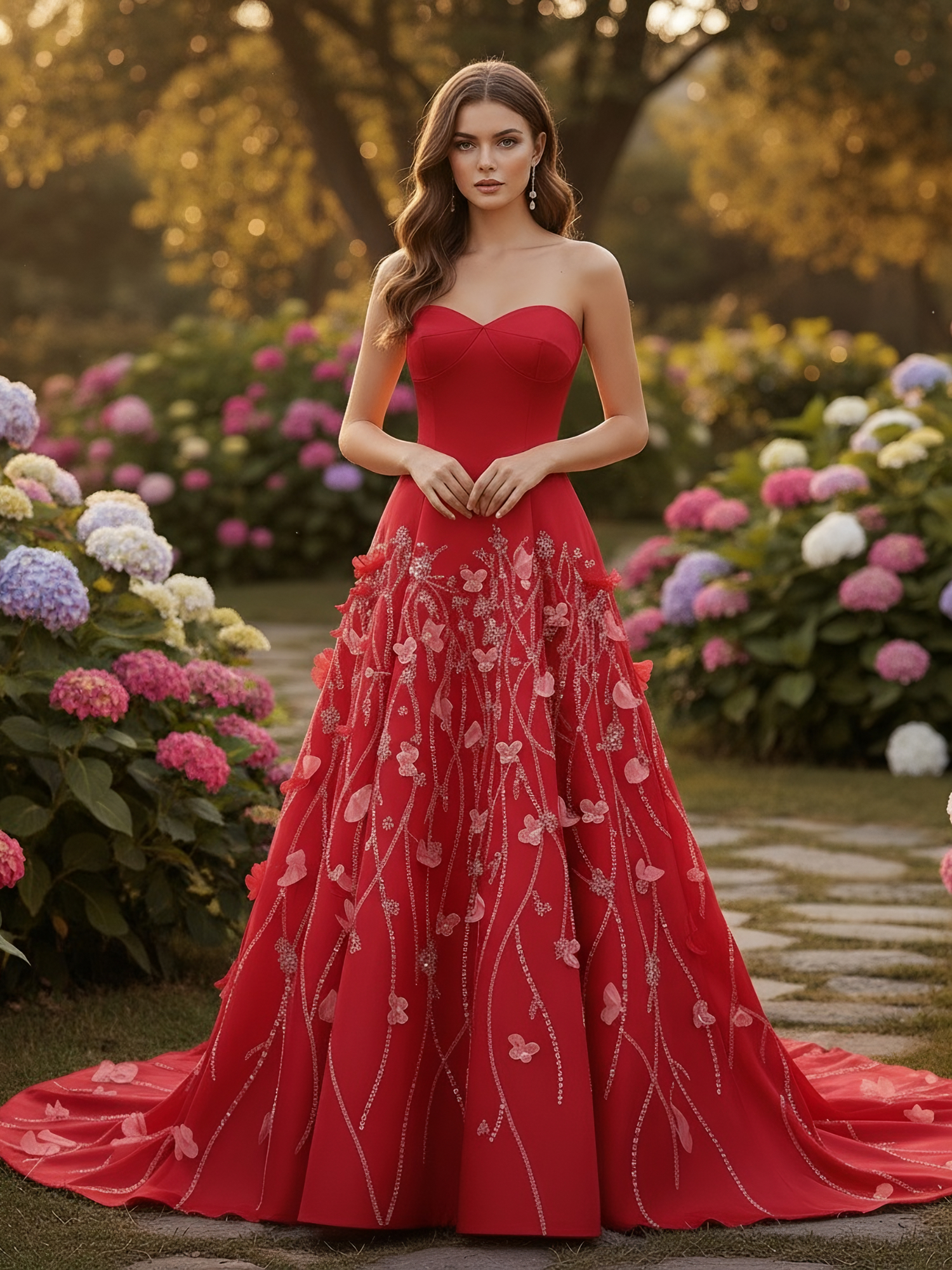 Soft Pink Sweetheart Diamond Beaded Neck Corset Split Evening Dress