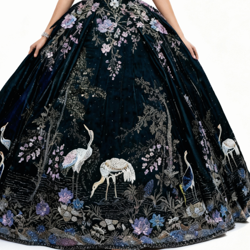 Moonlight 3D Hand-Beaded Strapless Quinceanera Gown – Luxury Sparkly Ball Gown