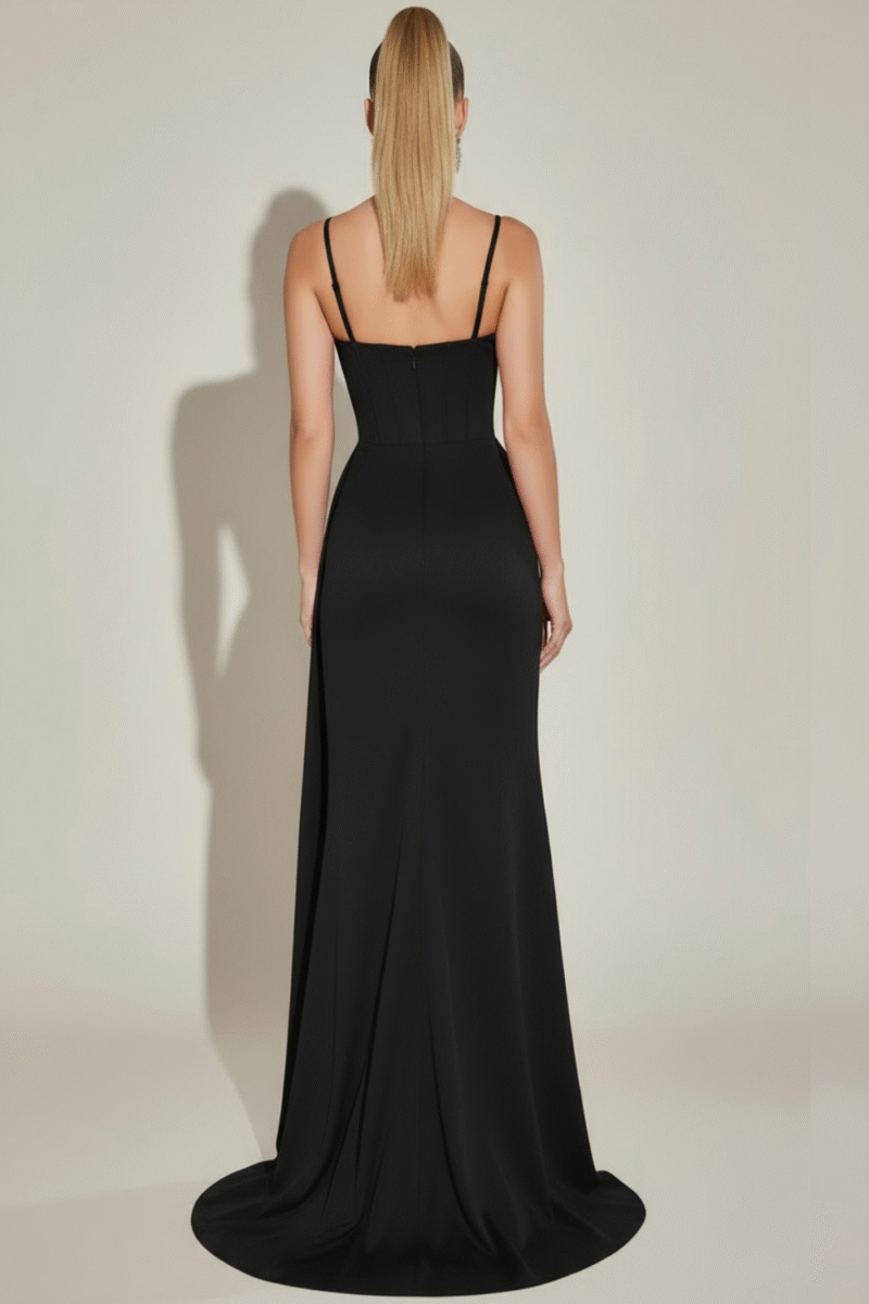 Pink Sweetheart Diamond Beaded Neck Corset Split Evening Dress